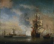 Willem Van de Velde The Younger English Warship Firing a Salute oil painting
